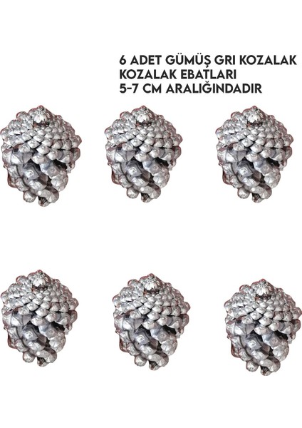 6 Adet Yılbaşı Çam Ağacı Gümüş Kozalak Süs Yeni Yıl Çam Ağacı Dekoratif Süsleri Renkli Kozalak fiyatları