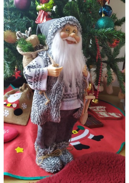 1 Adet Yılbaşı Süsü Noel Baba Biblo Figür Büyük Boy 45CM Gri fiyatları