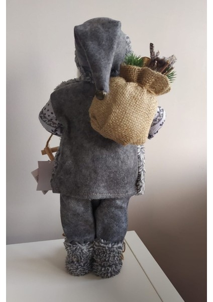1 Adet Yılbaşı Süsü Noel Baba Biblo Figür Büyük Boy 45CM Gri modelleri