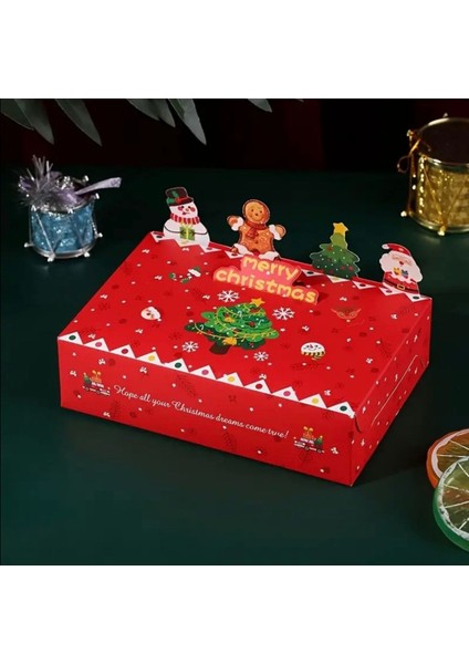 Üç Boyutlu Kar Desenli Yılbaşı Temalı Merry Christmas Yazılı Kurabiye Hediyelik ve Çikolata Kutusu
