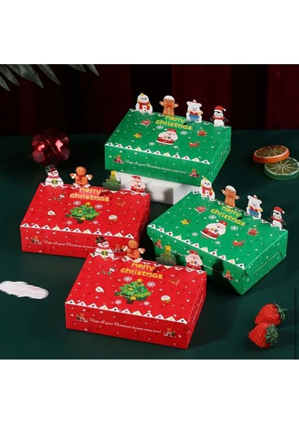 Üç Boyutlu Kar Desenli Yılbaşı Temalı Merry Christmas Yazılı Kurabiye Hediyelik ve Çikolata Kutusu