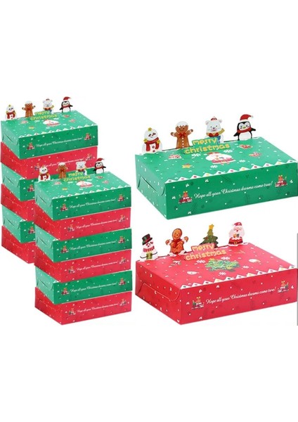 Üç Boyutlu Kar Desenli Yılbaşı Temalı Merry Christmas Yazılı Kurabiye Hediyelik ve Çikolata Kutusu
