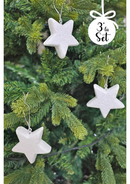 Beyaz Simli Yıldız Şeklinde Yılbaşı Ağaç Süsü Parıltılı Yılbaşı Ağacı Süsü 3lü Paket fiyatları
