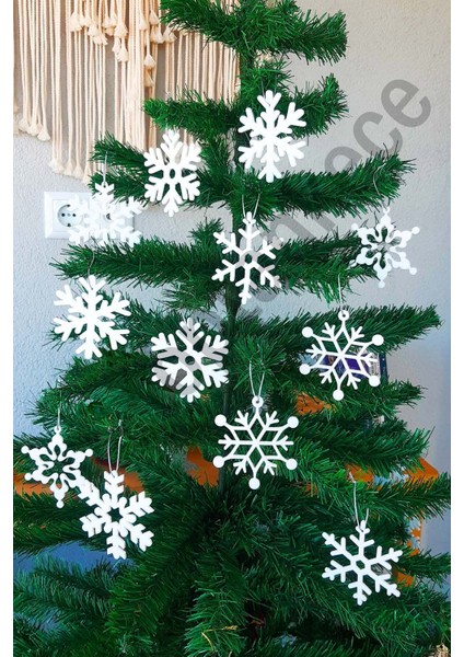 Yılbaşı Ağacı Beyaz Kar Tanesi Süsleri 12'li Kar Tanesi modelleri