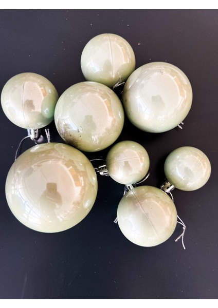 Renkli 8 adet yılbaşı ağaç süsü, 4-7 cm, doğal ve şık tasarım, Haki renk
