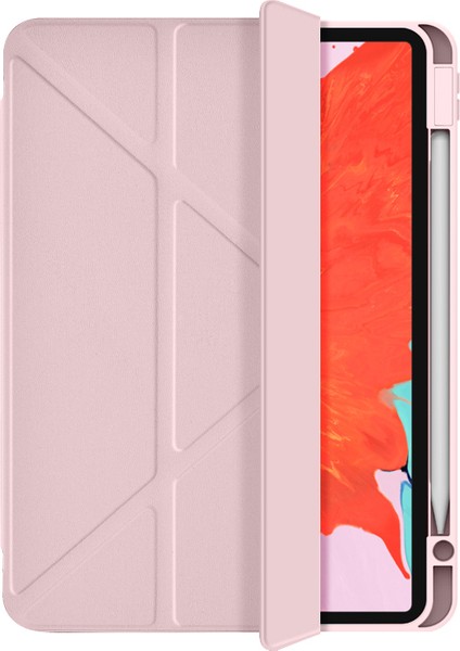 iPad Pro 11 2024 Wiwu 360° Dönebilen Yan ve Dik Standlı Magnetik Koruyucu Tablet Kılıfı Pembe