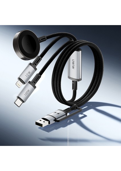 Çoklu Şarj Kablosu WI-C050 Legend Serisi Usb-A+Type-C To Lightning&type-C&akıllı Saat 100W 1.2m
