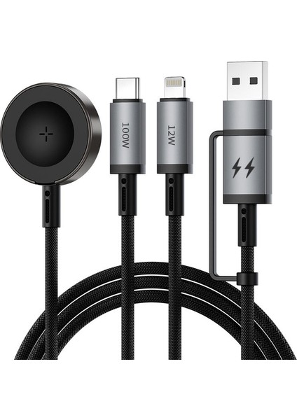 Tablet Telefon Değişen Çoklu Şarj Kablosu Usb-A&lightning&type-C&akıllı Saat Hızlı Şarj 100W WI-C050