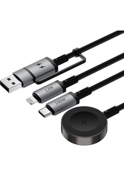 Tablet Telefon Değişen Çoklu Şarj Kablosu Usb-A&lightning&type-C&akıllı Saat Hızlı Şarj 100W WI-C050