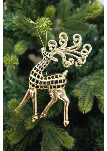 Gold Geyik Yılbaşı Ağacı Süsü Lüks Geyik Yılbaşı Ağaç Süsü Tekli