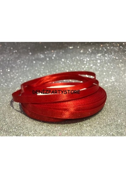 Yılbaşı 6 mm Saten Kurdele 23 Metre (25 Yarda) 1 Adet Kırmızı