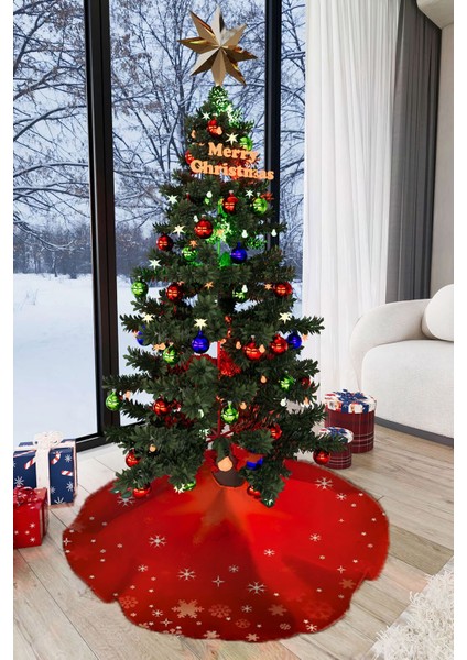 Kırmızı Yılbaşı Çam Ağacı Altı Örtüsü 68X68CM AO01