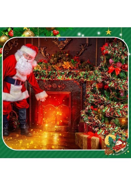 2 Adet 1.7m Cicili Bicili Yılbaşı Püskül Metalik Noel Ağacı Parlak Çelenk Süslemeleri (Kırmızı Yeşi modelleri