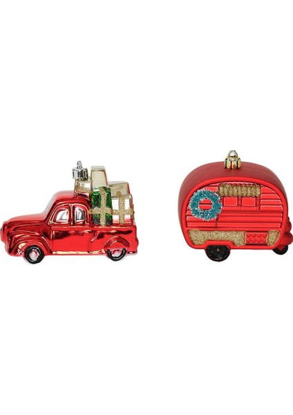 New Year Yeni Yıl 2 Parça Truck & Caravan Ağaç Süsü Seti