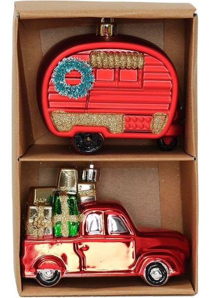New Year Yeni Yıl 2 Parça Truck & Caravan Ağaç Süsü Seti fiyatları
