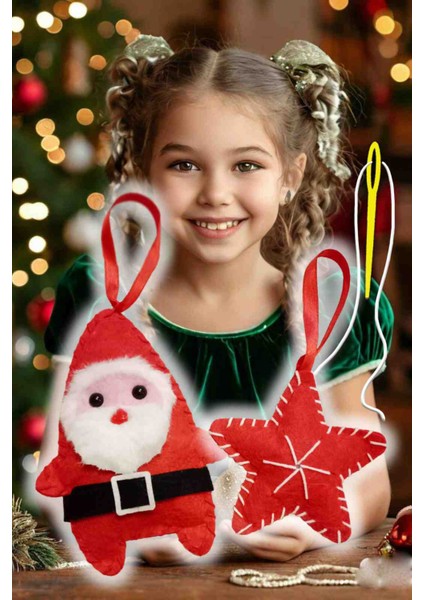Keçe Yılbaşı Noel Baba ve Yıldız Dikiş Seti, Eğitici Geliştirici Keçe Kendin Yap Oyuncak
