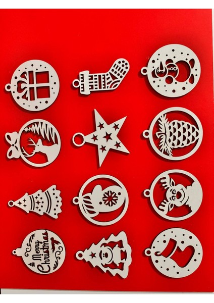 Yılbaşı Ağaç Süsü 12 Li Paket 10X10 cm