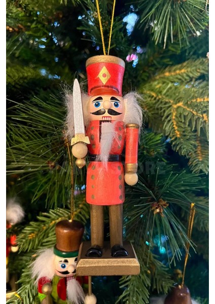 Yılbaşı Ağacına Asılan Retro Fındıkkıran 6'lı 13 cm Kurşun Asker Nutcracker Yılbaşı Yeni Yıl Dekoru