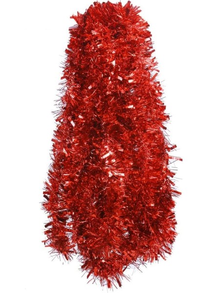 2 Adet 1.7 Metre Kırmızı Kalın Yılbaşı Püskül Süsü Tinsel Garland süs T772