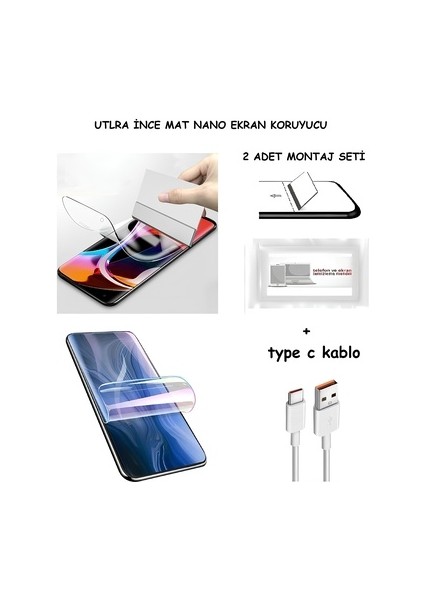 Reeder S19 Max Pro S Edge Nano Ekran Koruyucu Ultra Ince Esnek Mat Şeffaf + Type C Kablo