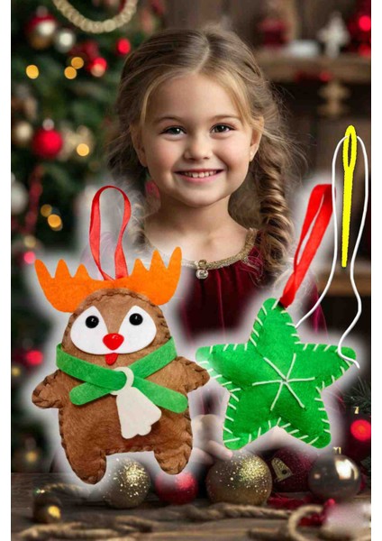 Keçe Yılbaşı Süsü Geyik ve Yıldız Seti, Eğitici Geliştirici Kendin Yap Keçe Oyuncak