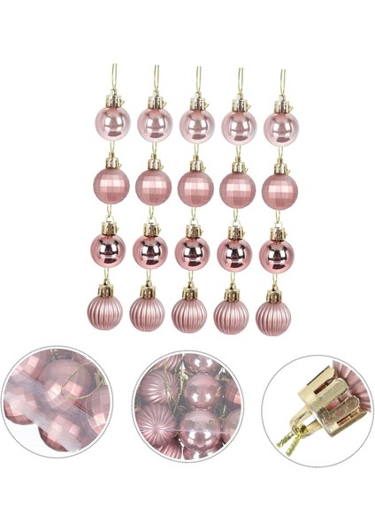 Yılbaşı Çam Ağacı Süsü Rose Top 3 cm 24'lü