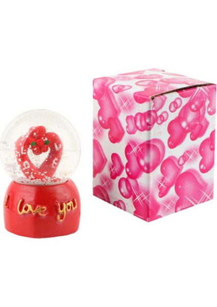 Kalpli Kar Küresi, 7cm, Sevgiliye Romantik Hediye, Kırmızı, Aşk ve Sevgi Teması