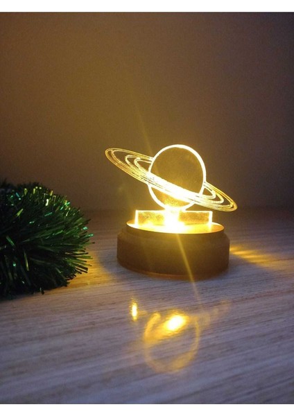 Işıklı Pleksi Küre, Ahşap Taban, 3D Dekor ve Hediye Seçeneği