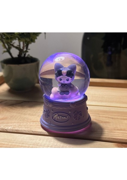 Işıklı 7cm Panda Kar Küresi, Pembe, Dekoratif Hediye