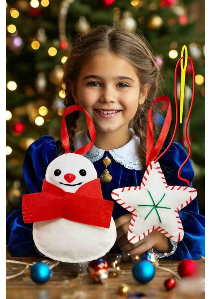 Keçe Eğitici Geliştirici Kendin Yap Oyuncak , Yılbaşı Keçe Kardan Adam ve Yıldız Dikiş Seti