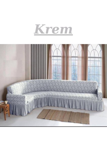 Jakarlı L Köşe Koltuk Örtüsü. 7 Kişilik, Esnek, Yıkanabilir Köşe Koltuk Kılıfı. Toplam Uzunluk 550CM