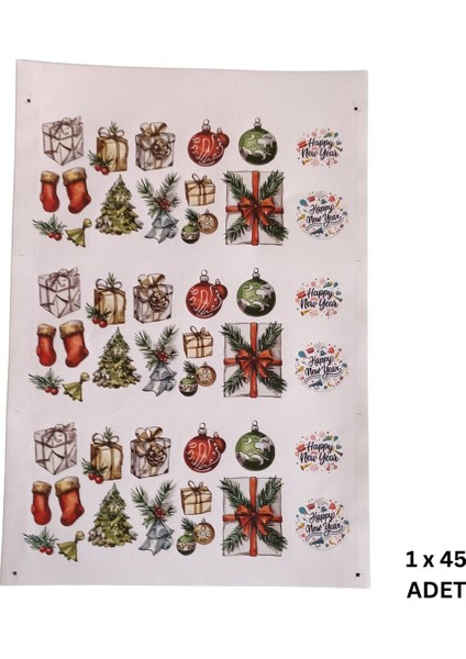 Yılbaşı Temalı Sticker Seti 45 Adet Çıkartma Yeniyıl Hediye Paketi Etiketleri 15 Farklı Model