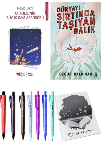 Dünyayı Sırtında Taşıyan Balık ve Charlie'nin Büyük Cam Asansörü 2'li Set - Kalem