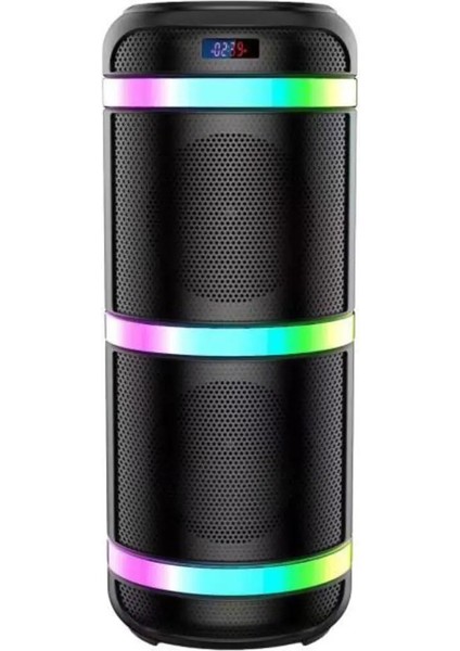 Ziş Store CS-6600 Siyah Kablosuz Rgb Işıklı Taşınabilir Şarjlı Mikrofonlu Bluetooth Hoparlör