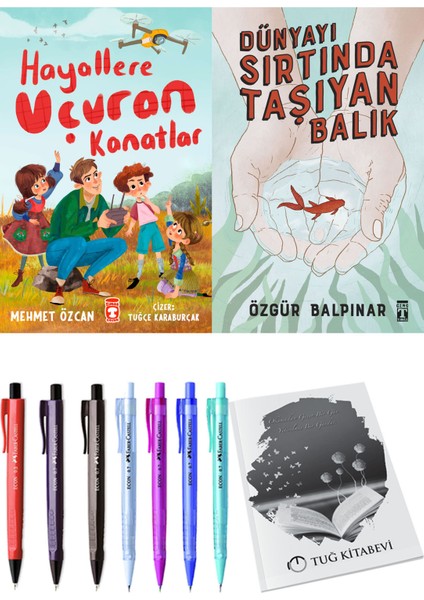 Dünyayı Sırtında Taşıyan Balık ve Hayallere Uçuran Kanatlar 2'li Set - Kalem