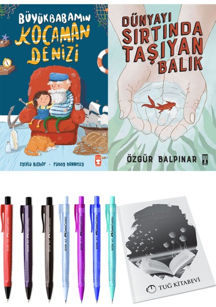 Dünyayı Sırtında Taşıyan Balık ve Büyükbabamın Kocaman Denizi 2'li Set - Kalem