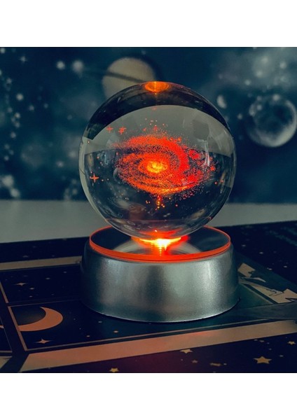 Kristal Samanyolu Galaksi Cam Küre Renk Değiştiren LED Işıklı Ampul Gece Lambası
