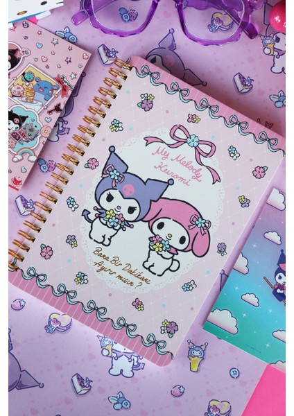 Victoria's Journals Kuromi & My Melody Spiralli Günlük (Journal) 14X20CM - Bana 1 Dk Ayırabilir Misin?