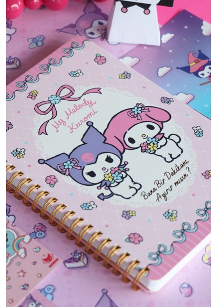 Victoria's Journals Kuromi & My Melody Spiralli Günlük (Journal) 14X20CM - Bana 1 Dk Ayırabilir Misin?