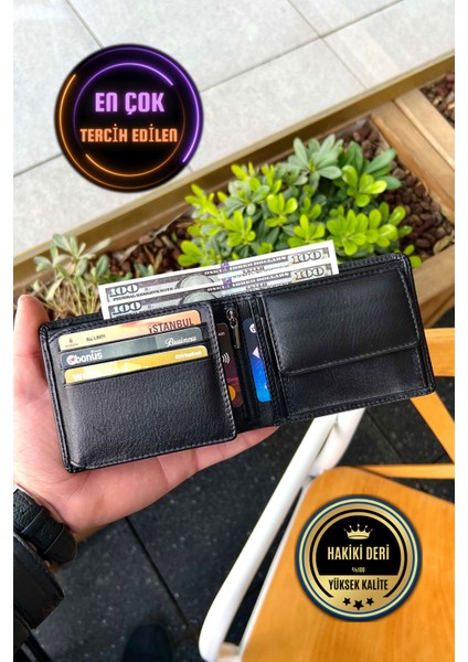 Joseph Siyah Kişiye Özel Isim Baskılı Deri Erkek Cüzdan ( Bozuk Para Bölmeli)
