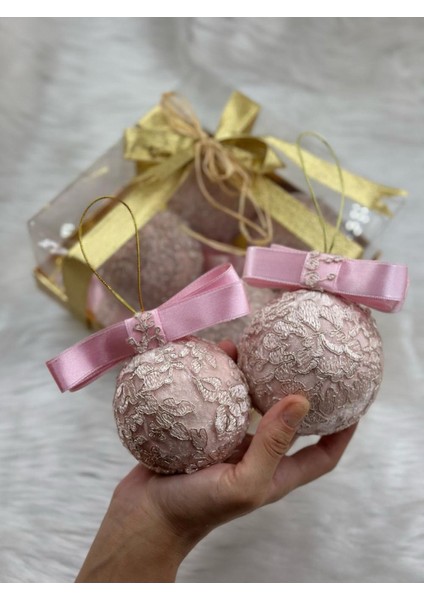 Fransız Dantelli Yılbaşı Çam Ağacı Topu modelleri