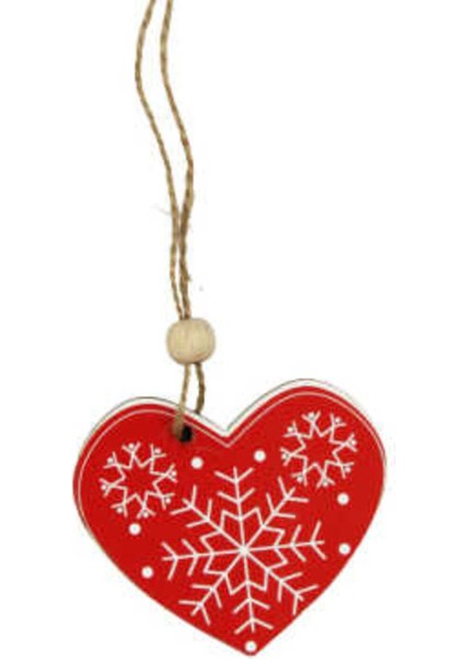 Yılbaşı Ahşap Çam Ağacı Süsü Kalp Model Kırmızı 3 Lü fiyatları