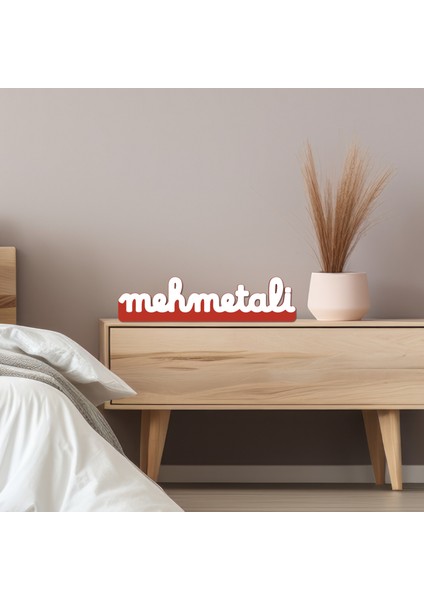 Isimli Masa Lambası 9 Harf – Kişiye Özel Şık Tasarım Isim , Marka Yada Motto - Kırmızı