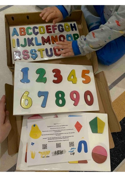 Ahşap Alfabe & Rakamlar & Geometri 3'ü 1 Arada Bultak Eğitici Oyuncak