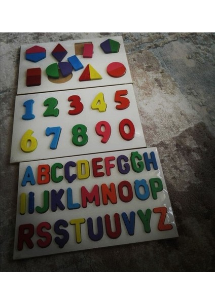 Ahşap Alfabe & Rakamlar & Geometri 3'ü 1 Arada Bultak Eğitici Oyuncak