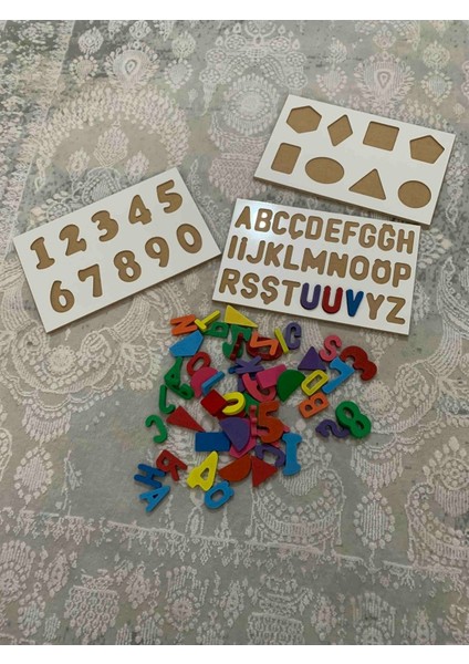 Ahşap Alfabe & Rakamlar & Geometri 3'ü 1 Arada Bultak Eğitici Oyuncak