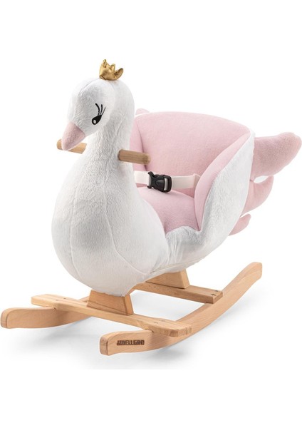 Beyaz Ahşap Sallanan At ve Kuğu, Eğlenceli ve Şık Tasarım 32 cm genişlik