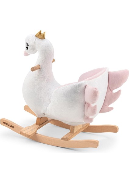 Beyaz Ahşap Sallanan At ve Kuğu, Eğlenceli ve Şık Tasarım 32 cm genişlik