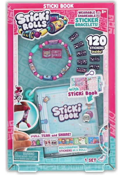 Sticki Rolls Sticki Band Sticker Bracelets + Sticki Book Stickers 120'LI