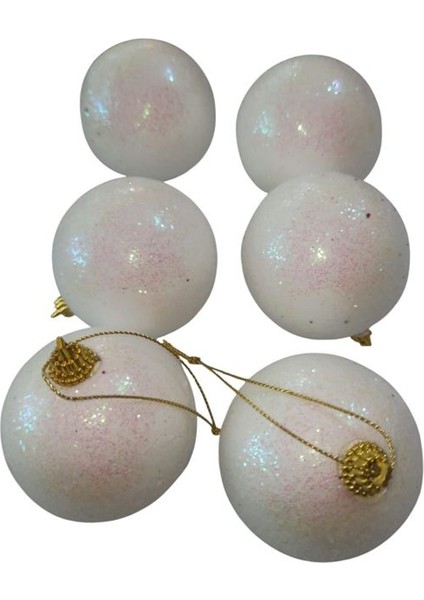 6 Adet Pırıltılı Strafor Yılbaşı Çam Ağacı Süsleme Topu 6 cm